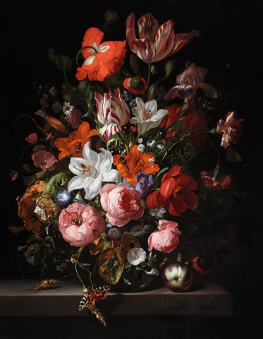 Flowers in a Glass Vase